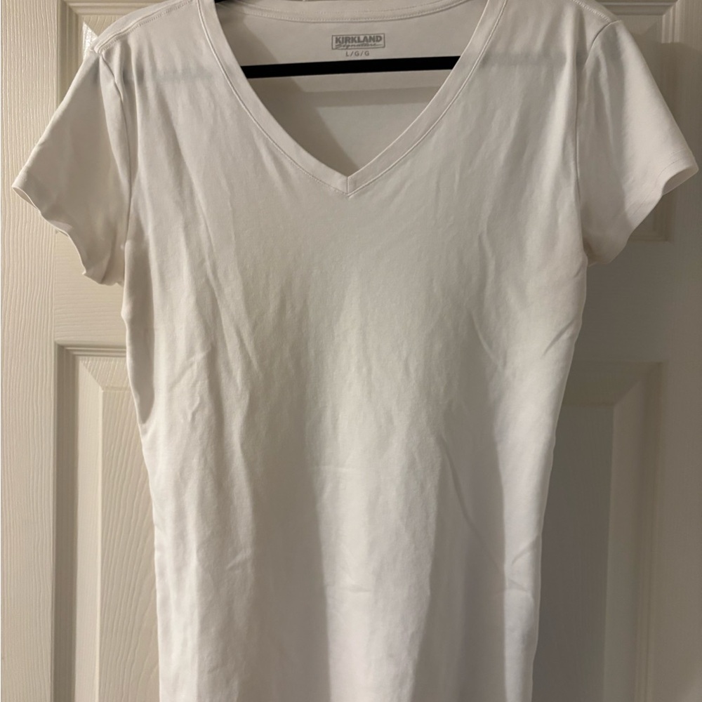 Kirkland Signature White Fitted Short Sleeve Tee Large